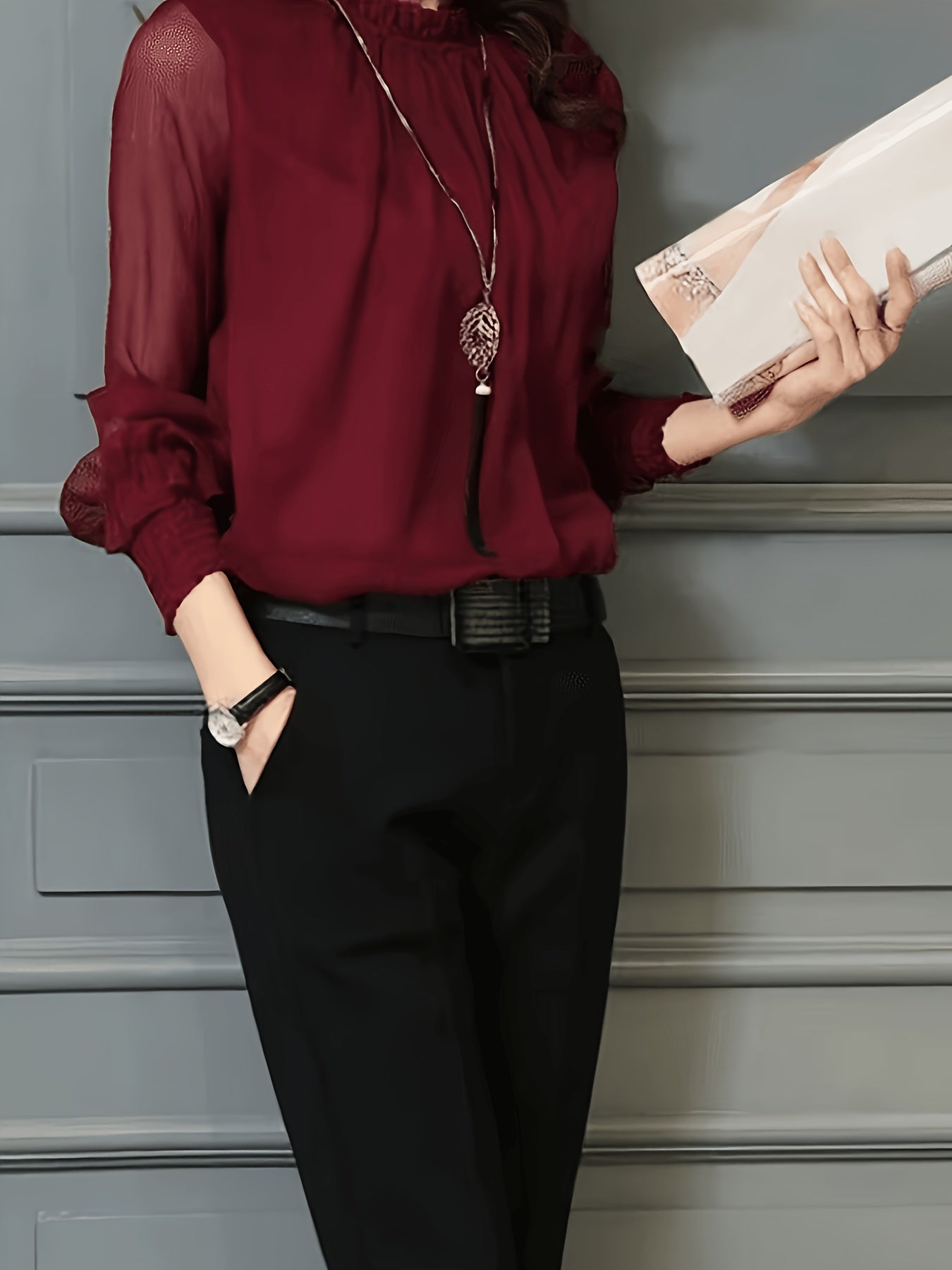 Stand-Collar Office Blouse - gallery image 3