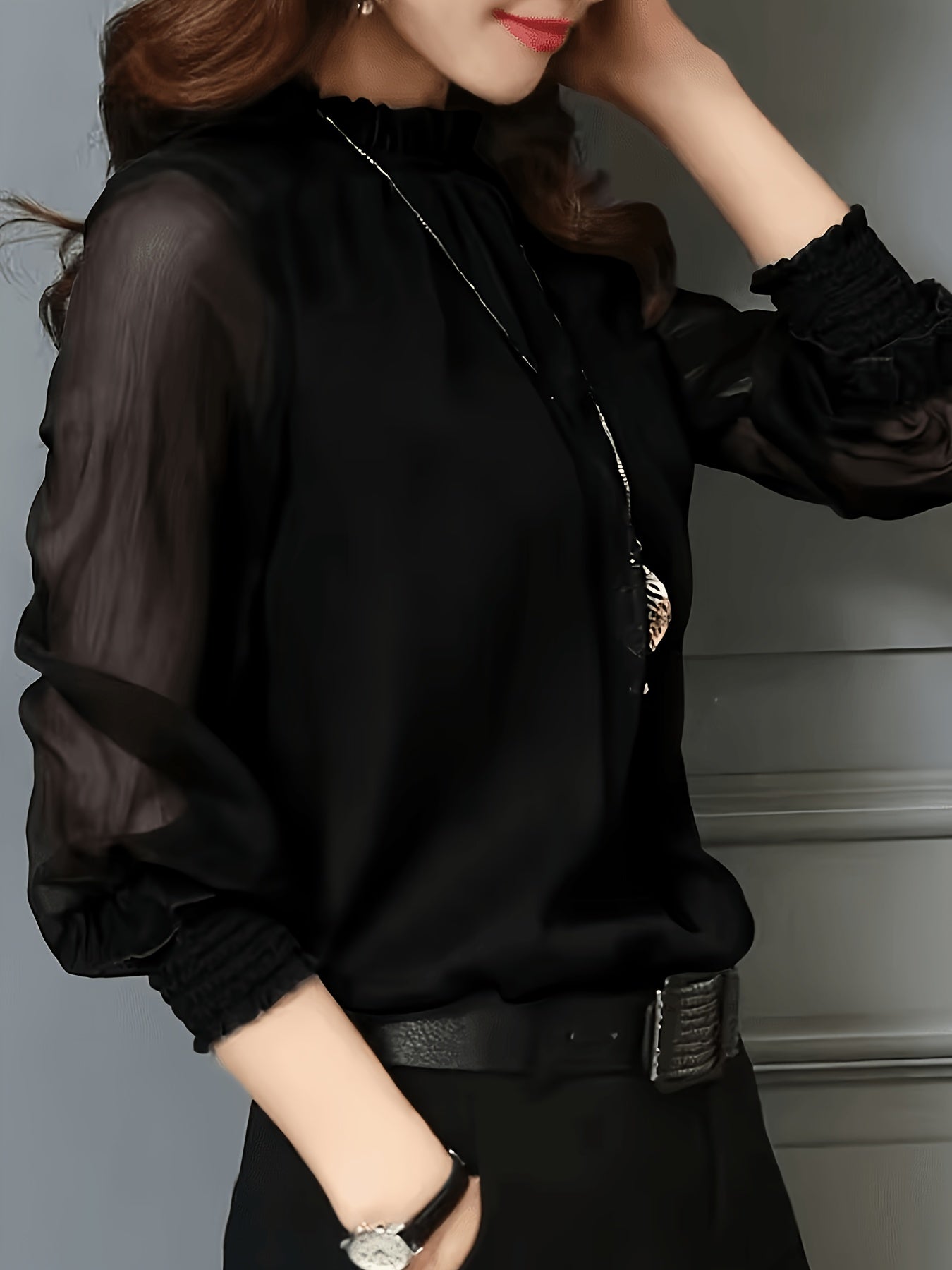 Stand-Collar Office Blouse - gallery image 7