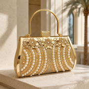 Golden Pearl Banquet Evening Bag front view