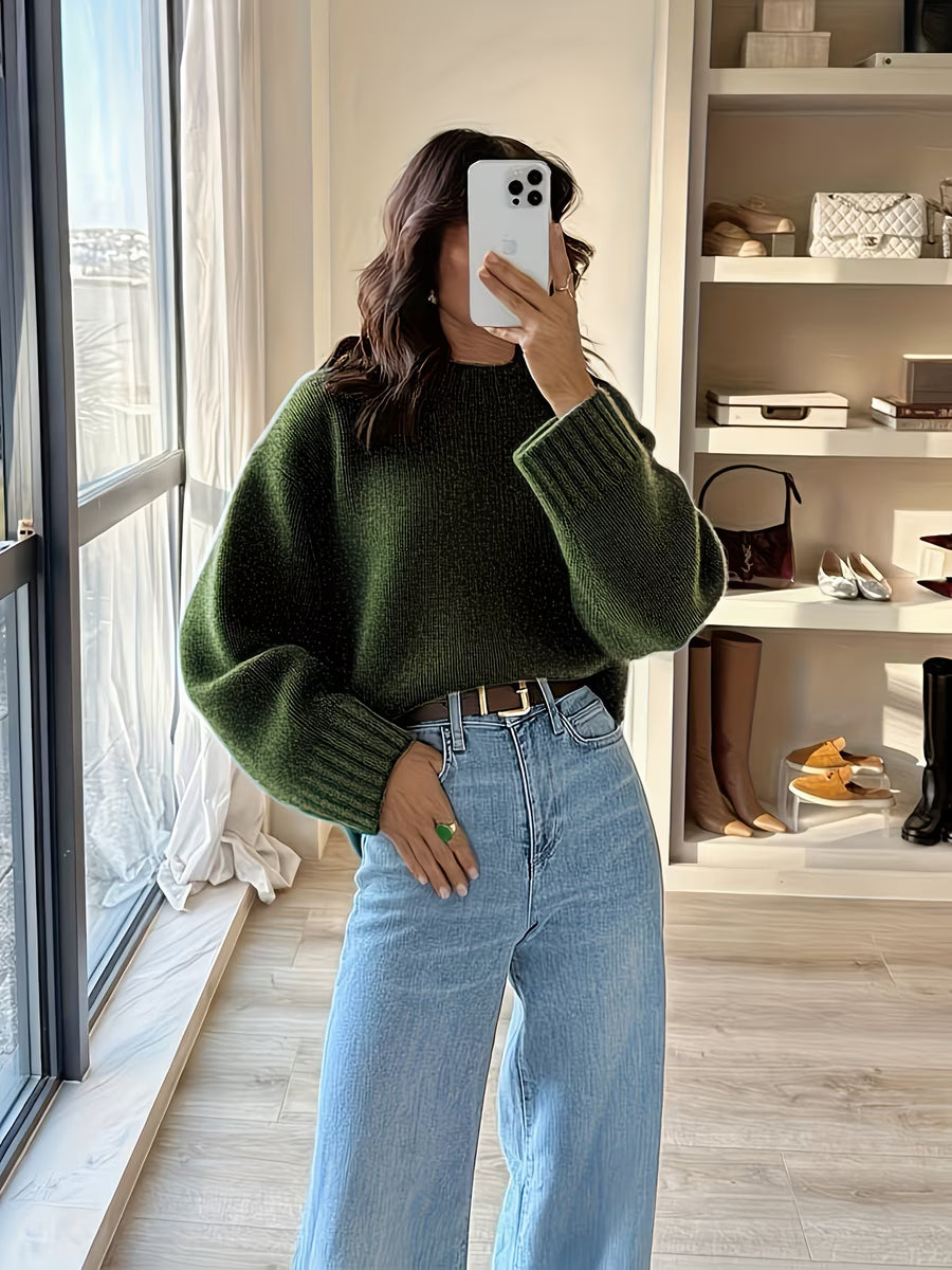 Round Neck Pullover Sweater Women'S