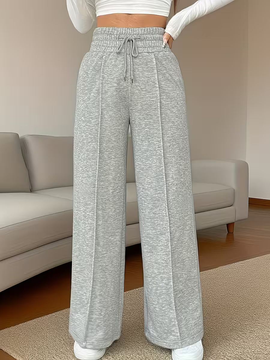 Women's High-Waisted Wide-Leg Pants, Wrinkle-Resistant and Machine Washable, Winter Trousers fo
