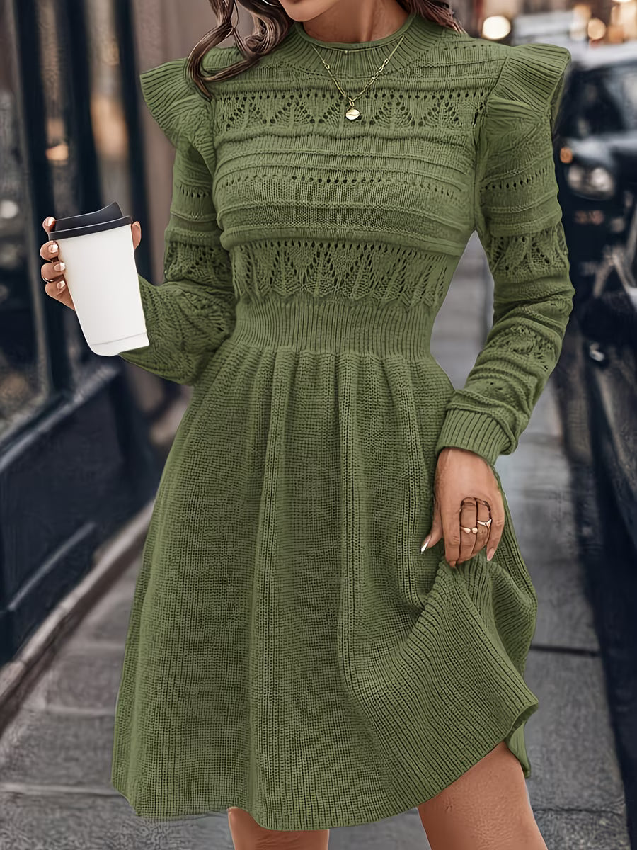 Autumn Winter Women'S Round Neck Loose Sweater, Casual Work Leisure Dating Wear, Elegant White 