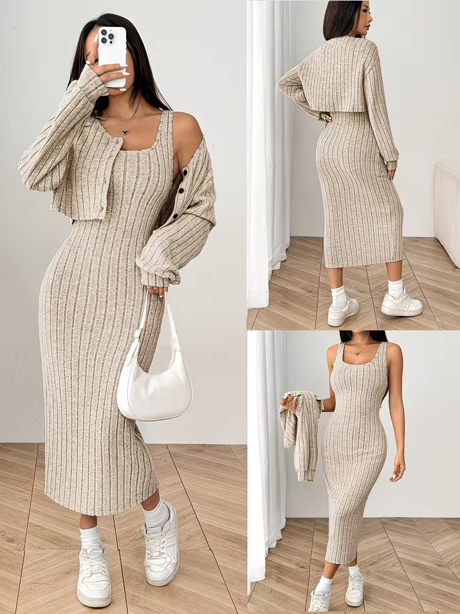 QD0730025 Women's Autumn/Winter High Neck Sweater Dress Skirt