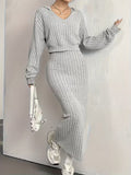 Women's Elegant Dress with A-Line Hem & Long Sleeves - Floor-to-Knee Length, Smooth Texture, So