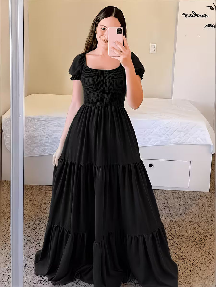Square-Neck Tie-Back Maxi Dress
