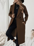 New Autumn/Winter Classic Notched Lapel Long Coat for Women, Waist-Cinching with Tie Belt and T