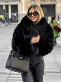 Elegant Faux Lining Winter Coat - Soft Warm Short Jacket, Machine Washable Solid Color Outerwea